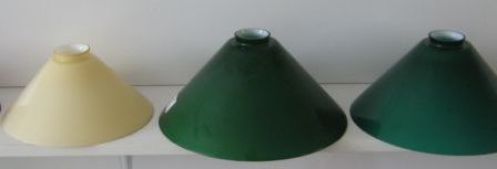 Mouth Blown Cone Glass Lamp Shade CW Vianne Made in France Green Cased 14" 