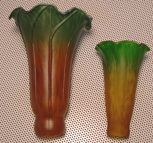 Large Dark Amber/Green Lily Lamp Shade #6588 